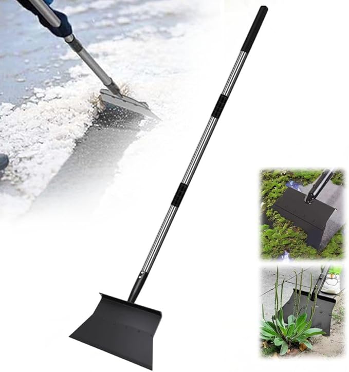 2 Pack Ice Scraper Heavy Duty, 2026 New Snow Shovel, Ice Chopper for Driveway, 52 inch Flat Shovel with Adjustable Handle, Floor Scraper for Snow Ice, Weed Removal, Garden, Car Camping (2)