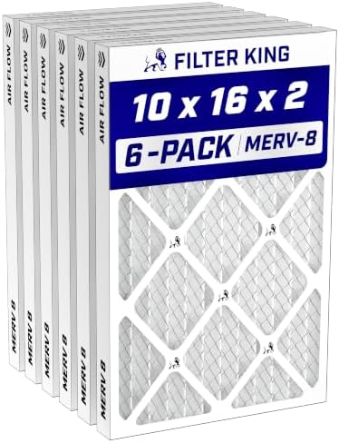 Filter King 10x16x2 Air Filter MERV 8, AC Furnace Filters (6-Pack) by FilterKing