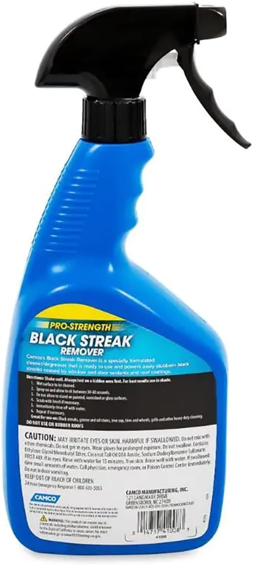Camco 41008 Pro-Strength Black Streak Remover - 32 FL OZ EACH (TWO BOTTLES), Including 3" Rigid Hitch Logo Decal