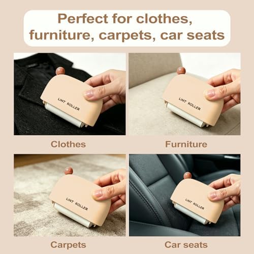 Disposable Mini Lint Roller with 4 Refills, CreamyYellow | Portable, Easy Tear Residue-Free, Pocket-Sized for Travel Clothes, Furniture, Carpets, Pet Hair Remover, Fits in Wallet Bag - Image 4