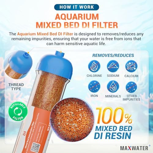 Max Water 6 Stage Reverse Osmosis Dual RODI Water Filter Replacement Kit for Aquarium -1 Micron Polypropylene Sediment, GAC, CTO Carbon, 2X Mixed Bed DI & 100 GPD RO Membrane - Image 3