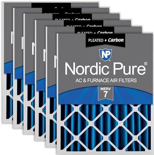 Nordic Pure 20x20x4 Pleated MERV 7 Plus Carbon Air Filters 6 Pack by NordicPure