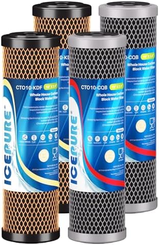 ICEPURE 2.5" x 10" Whole House Water Filter Combo Kit, KDF Filter Cartridge and Upgraded Coconut Shell Activated Carbon Lead Remove Filter Replacement for 10 Inch Water Filter System, 2 Combo by ICEPURE