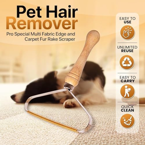 2-Pack Pet Hair Removal Tool - Carpet Rake and Squeegee for Pet Hair Remover Tool - Lint Remover and Hair Scraper for Couch - Easy to Clean Fuzz Fur and Pro Cat Dog Hair Remover for Rugs,Car Floor Mat - Image 2