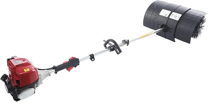 Gas Handheld Sweeper, 4-Stroke Gas Power Walk Behind Sweeper, Portable Handheld Sweeper, Artificial Grass Power Brush Lawn Sweeper Cleaner Tools for Sweeping Driveway Grass Patio Snow Clean, 1000W