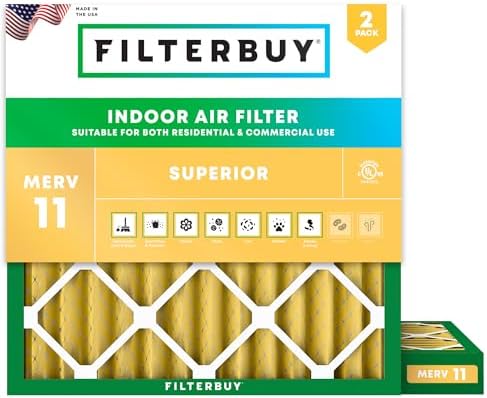 Filterbuy 18x18x2 Air Filter MERV 11 Pet & Allergy Defense (2-Pack) by Filterbuy