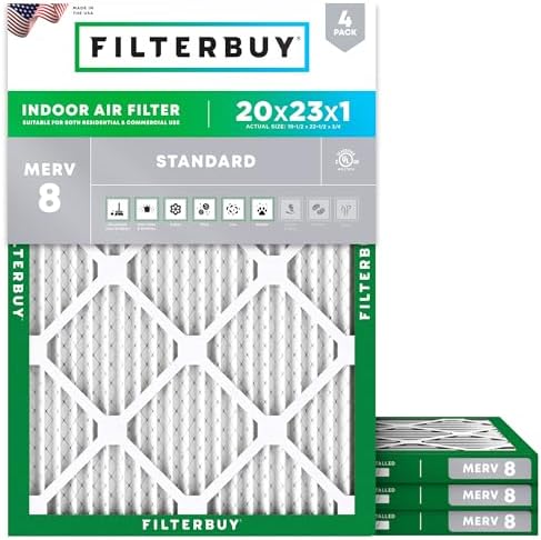 Filterbuy 20x23x1 Air Filter MERV 8 Dust & Allergy Defense (4-Pack) by Filterbuy