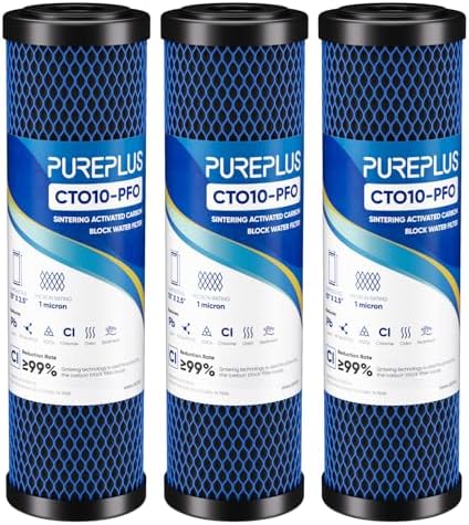 PUREPLUS 1 Micron 2.5" x 10" Whole House PFAS Removal Water Filter,3 PACK by PUREPLUS