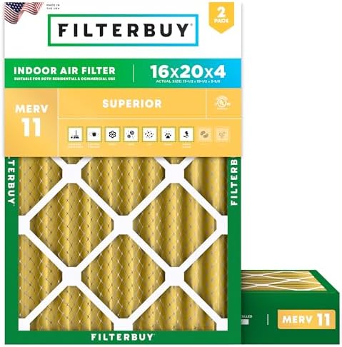 Filterbuy 16x20x4 Air Filter MERV 11 Pet & Allergy Defense (2-Pack) by Filterbuy