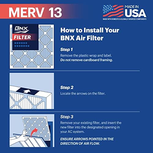 BNX TruFilter 20x23x1 Air Filter MERV 13 (4-Pack) - MADE IN USA - Electrostatic Pleated Air Conditioner HVAC AC Furnace Filters for Allergies, Pollen, Mold, Bacteria, Smoke, Allergen, MPR 1900 FPR 10 - Image 6