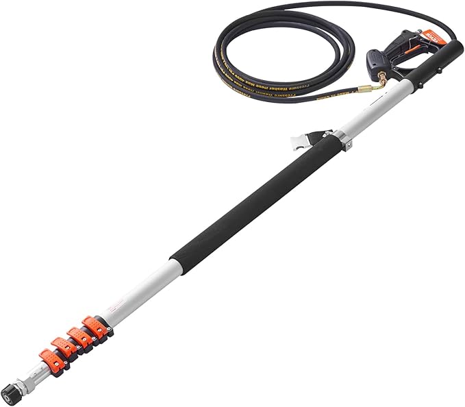 VEVOR Pressure Washer Telescoping Wand, 24 ft, 4000 psi, Telescopic Spray Wand with Power Washer Extension Wands, Gutter Cleaner, Brush Head, Pivoting Coupler, 7 Spray Nozzles and Support Harness