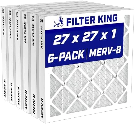 Filter King 27x27x1 Air Filter MERV 8, AC Furnace Filters (6-Pack) by FilterKing