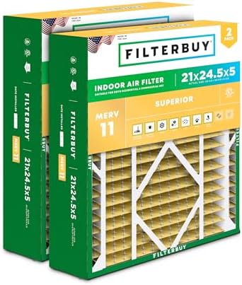 Filterbuy 21x24.5x5 Air Filter MERV 11 Pet & Allergy Defense (2-Pack) by Filterbuy