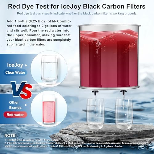 IceJoy Ultra-Filtration Gravity Water Filter System, Stainless Steel Countertop Purifier, NSF/ANSI 42 Certified, 2.25G Carbon Block - Image 5