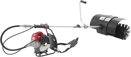 52CC 2 Stroke Gas Powered Backpack Broom Sweeper, 1700W 2.3HP Handheld Sweeper Sweeper Broom, Air-Cooled Walk Behind Snow Sweeper, Outdoor Driveway Turf Lawns Artificial Grass Brush Cleaning Tools
