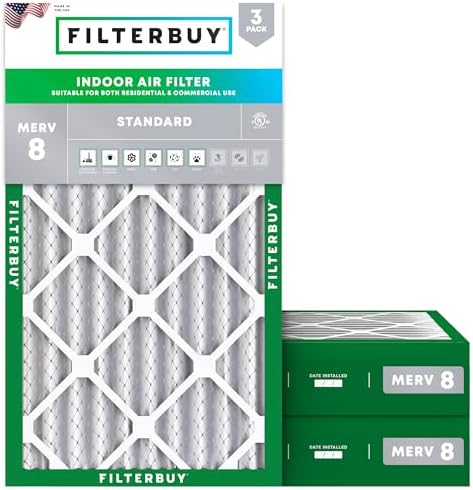 Filterbuy 12x24x4 Air Filter MERV 8 Dust & Allergy Defense (3-Pack) by Filterbuy
