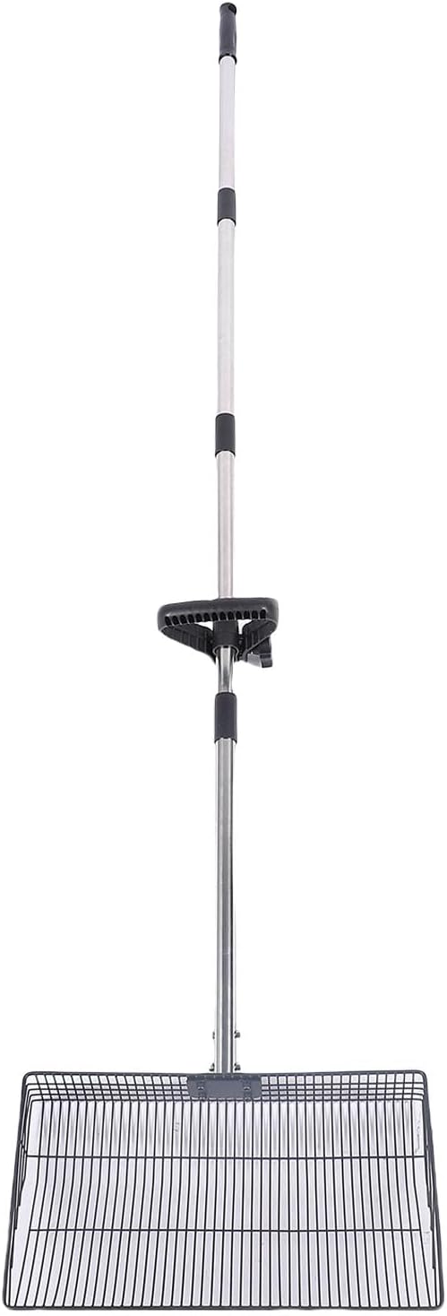 Large Chicken Poop Scooper, Adjustable Long Handle Stainless Steel Chicken Coop Cleaning Tool with Telescopic Push Lock & Non Stick Surface for Cat Litter Sifting Shovel
