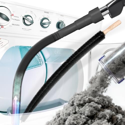 Holikme Dryer Vent Cleaner Kit 2Pack - Lint Vacuum Attachment & Brush | Black Dryer Vent Vacuum Hose Attachment & Brush Reach Deep Traps - Remove Hidden Lint, Speed Drying & Reduce Fire Risk by Holikme