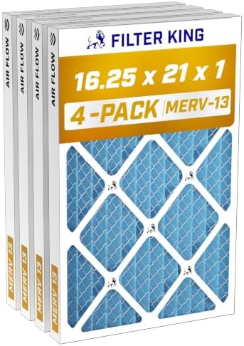 Filter King 16.25x21x1 Air Filter MERV 13, AC Furnace Filters (4-Pack) by FilterKing