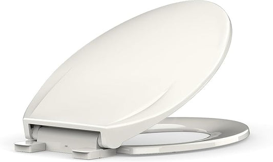 Elongated Commercial Toilet Seat 19” – Soft Close, Quick-Release & Attach, Durable Polypropylene, Grip-Tight Bumpers, Easy Install & Clean, Biscuit – Color: 19" Regular Toilet Seat Biscuit