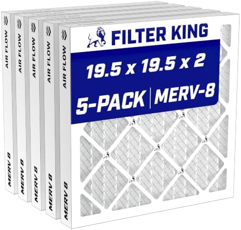 Filter King 19.5x19.5x2 Air Filter MERV 8, AC Furnace Filters (5-Pack) by FilterKing
