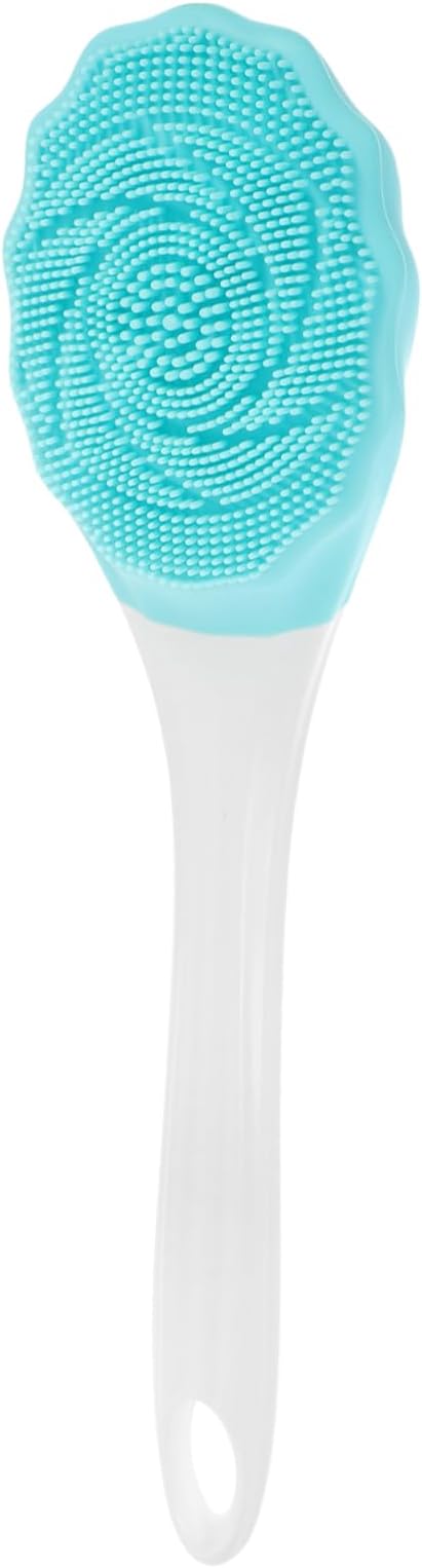 Electric Waterproof Shower Brush Long Handle Bath Scrubber for Men and Women Silicone Back Cleaning Tool Dual Sides for Exfoliating and Massaging