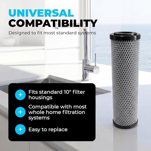 1 Micron 10x2.5" Activated Carbon Filter Whole House Cartridge Set 4 Pack - Image 6