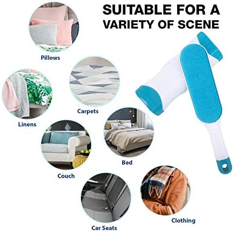 Pet Hair Remover for Clothes: Reusable Dog Cat Fur Lint Removal Brush for Clothes Furniture Couch Carpet Bed Car Seat - Self-Cleaning for Pet Owners (Fresh Blue, 1 Pack) - Image 2