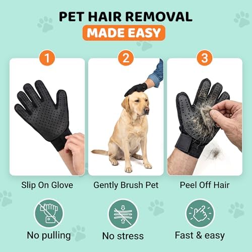 Pet Hair Remover Roller with 2 Grooming Gloves ?€? Reusable Lint Remover for Dogs and Cats (Orange) - Image 6