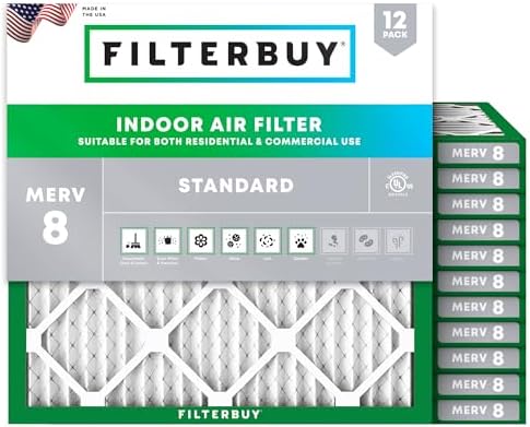 Filterbuy 19x19x1 Air Filter MERV 8 Dust & Allergy Defense (12-Pack) by Filterbuy