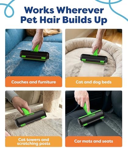 Triton Pet Hair Removal Tool w/Fur Trapping Compartment, 60% Smaller Storage Size, Reusable Shedding Roller, Cat and Dog Hair Remover for Car, Furniture, Carpet, Couch (Green) - Image 6