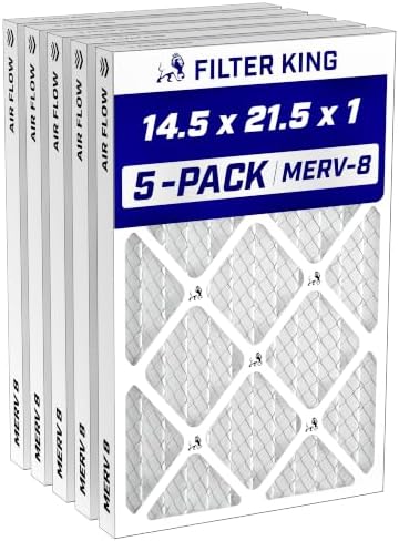 Filter King 14.5x21.5x1 Air Filter MERV 8, AC Furnace Filters (5-Pack) by FilterKing