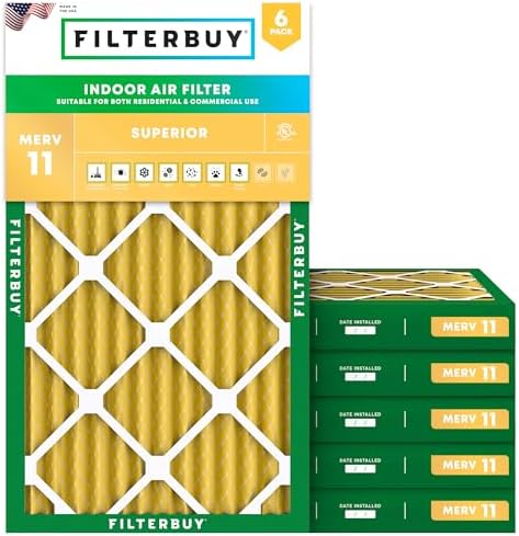 Filterbuy 16x24x2 Air Filter MERV 11 Pet & Allergy Defense (6-Pack) by Filterbuy