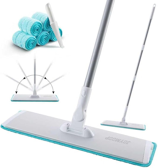 JOYMOOP 18 Inch Dust Mop for Hardwood Floors, Heavy Duty Industrial Wet Dry Mops with Telescopic Handle, Includes 5 Microfiber Mop Pads