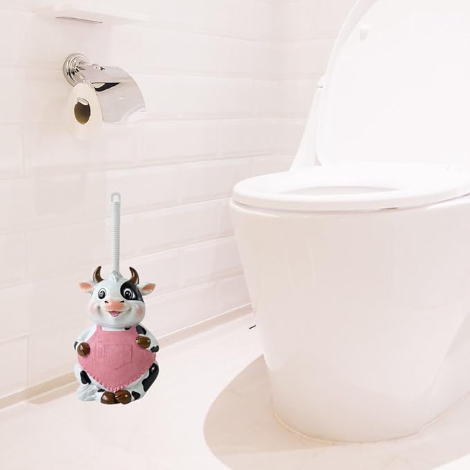 Toilet Brushes & Holders Novelty Toilet Brush Holder Cartoon Frog Cow Monkey Resin Toilet Scrubber Set Toilet Brush Cleaning Tool