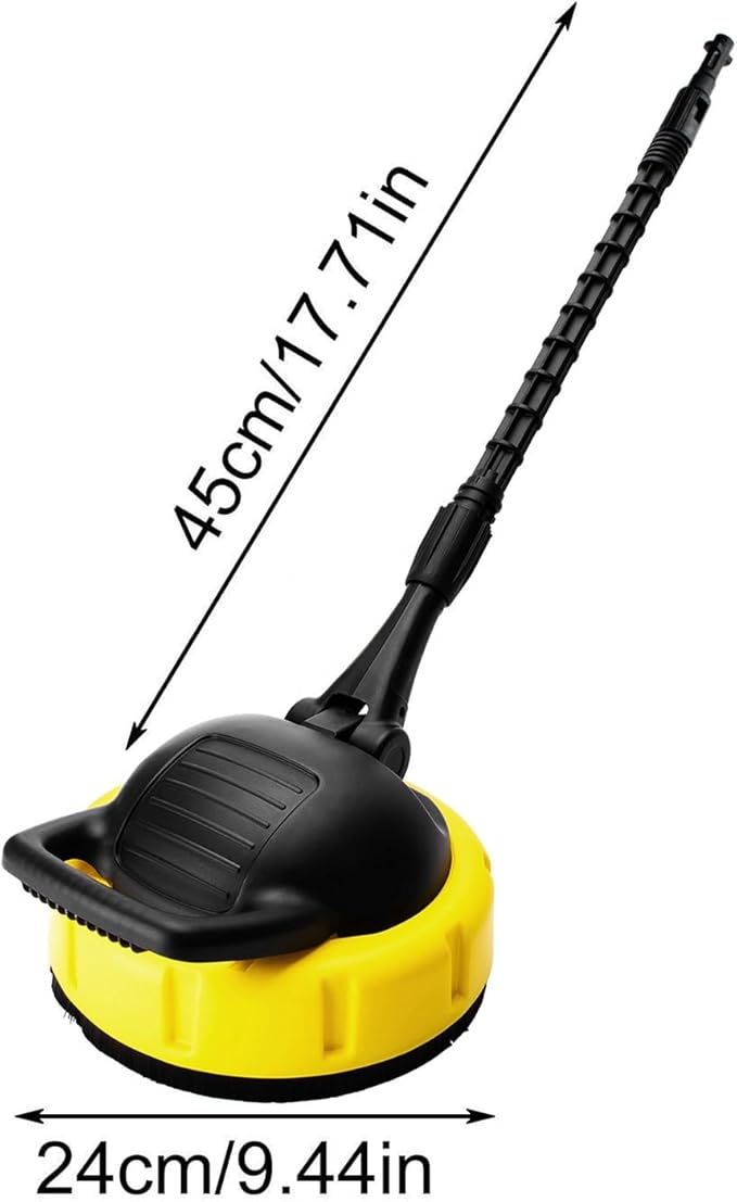 Pressure Washer - Flat Cleaner Attachment with Connector, Rotary Cleaning Tool Outdoor Use, Durable Power Wash Equipment, Splash-Free Design | Accessories for Concrete Decks Patios Walkways