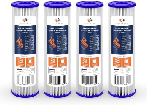 Aquaboon Pleated Sediment Filter 1 Micron 10 x 2.5 Water Filter 4-Pack by Aquaboon