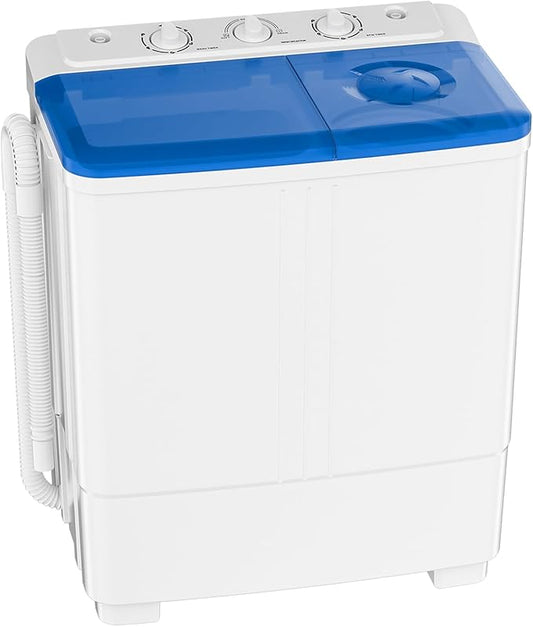 Auertech Portable Washing Machine, 20lbs Twin Tub Washer Mini Compact Laundry Machine with Drain Pump, Semi-automatic 12lbs Washer 8lbs Spinner Combo for Dorms, Apartments, RVs