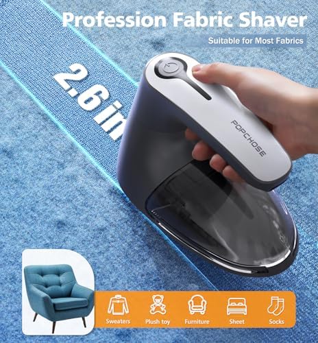 POPCHOSE Fabric Shaver, 6-Leaf Blades & Electrostatic Brush, Rechargeable | Lint Remover for Clothes, Sweater Shavers to Remove Pilling, Electric Lint Remover for Couch, Furniture, Fuzz - Image 5