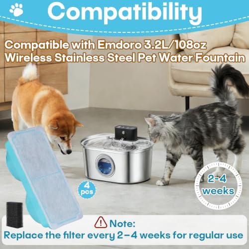 6-Pack Pet Water Fountain Filter Compatible with Emdoro Pet Water Fountains - Image 3