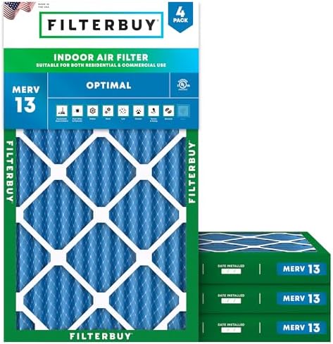 Filterbuy 14x25x2 Air Filter MERV 13 Smoke & Allergy Defense (4-Pack) by Filterbuy