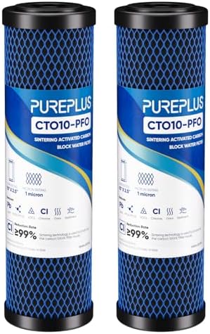 PUREPLUS 1 Micron 2.5" x 10" Whole House PFAS Removal Water Filter,2 PACK by PUREPLUS