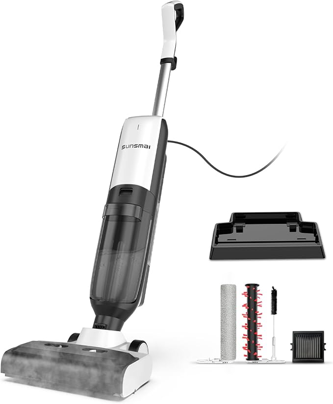 4-in-1 Steam Vacuum Mop - High-Performance Wet Dry Floor Cleaner for Hardwood Floors Carpets, 212°F Steam for Tough Stains, Self-Cleaning LED Display