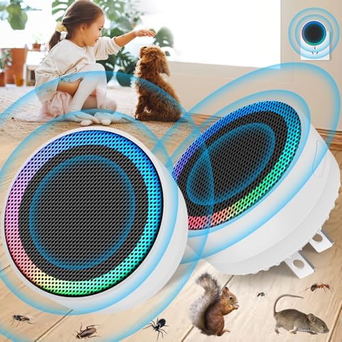 Ultrasonic Pest Control Repellent, Insect Indoor Repellent Plug in, Mini Pest Control Device for House, Ultrasonic Repellent for Mouse, Rodent, Roach, Mice, Mosquito, Spider, White-2 Pack