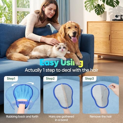 Pet Hair Removal Glove Cat & Dog, Electrostatic Reusable Hair Remover Tool | Upgraded washable 5-Finger pet hair remover works for laundry, couch, carpet & car seat, removes dog and cat fur easily - Image 4