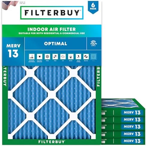 Filterbuy 12x16x1 Air Filter MERV 13 Smoke & Allergy Defense (6-Pack) by Filterbuy