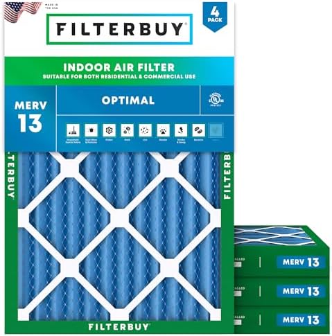 Filterbuy 20x23x2 Air Filter MERV 13 Smoke & Allergy Defense (4-Pack) by Filterbuy