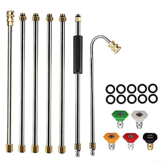 Gutter Cleaning Tool Spray Wand 5 Nozzles, 4000PSI Lance Extension Roofs Gutters