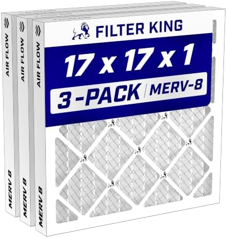 Filter King 17x17x1 Air Filter MERV 8, AC Furnace Filters (3-Pack) by FilterKing