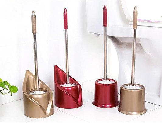 Toilet Brush Cleaner Creative Toilet Brush Holder,Bathroom Cleaning Tool Holder with Holder Base,Home Toilet Brush Bath Stainless Steel Handle (Color : Yellow, Size : C) (Yellow C)